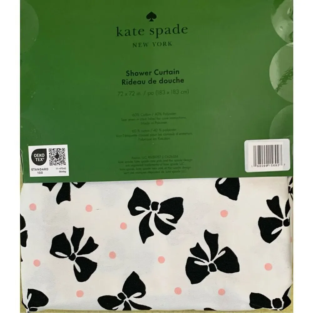 Kate Spade New York Black And White Dots Bow Shower Curtain - Chic Decor 72x72